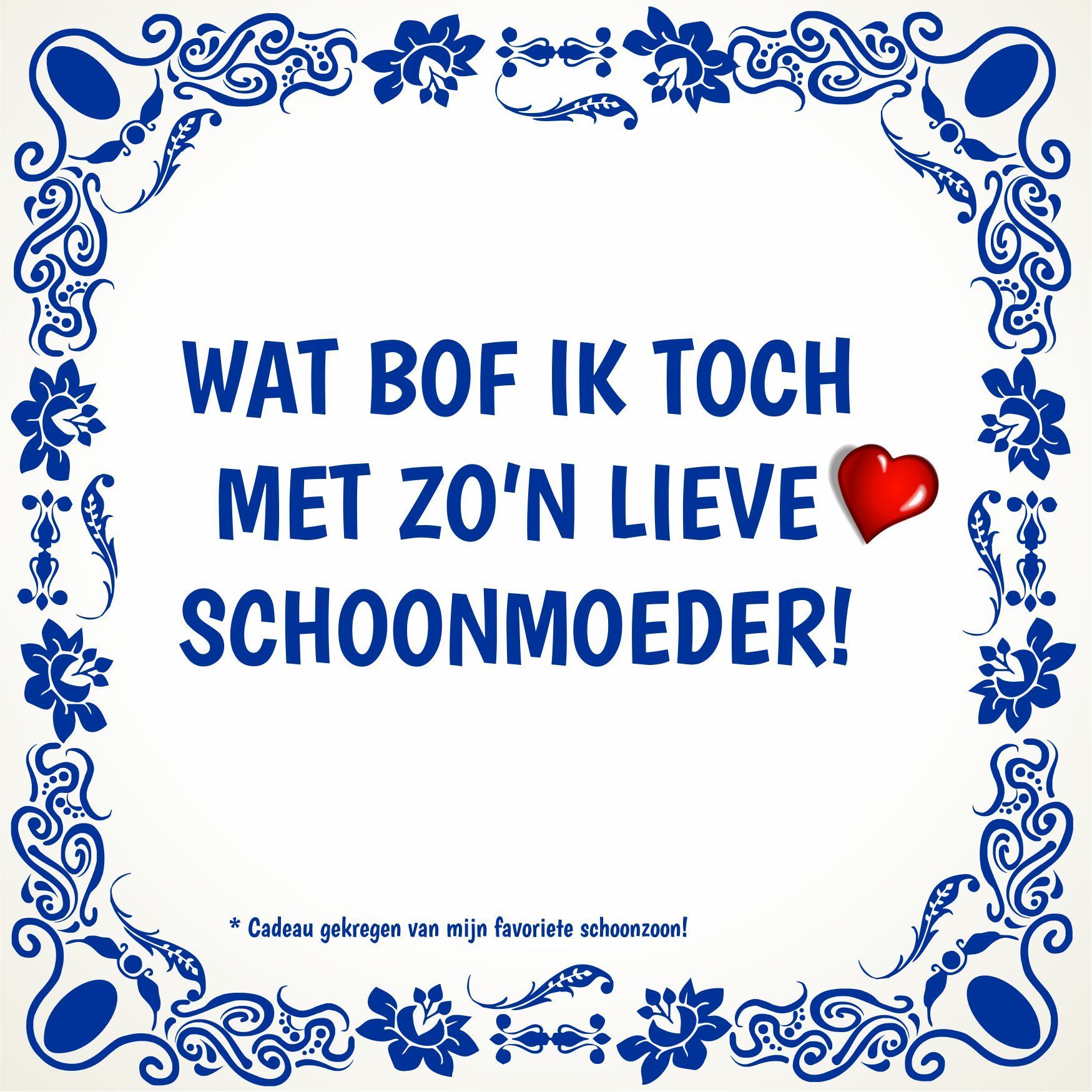 Tegeltje wat bof ik toch met zon lieve schoonmoeder cadeau gekregen favoriete schoonzoon! grappig