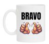 foto 1 Witte Mok met tekst bravo! met opdruk 2 duimen het perfecte cadeautje