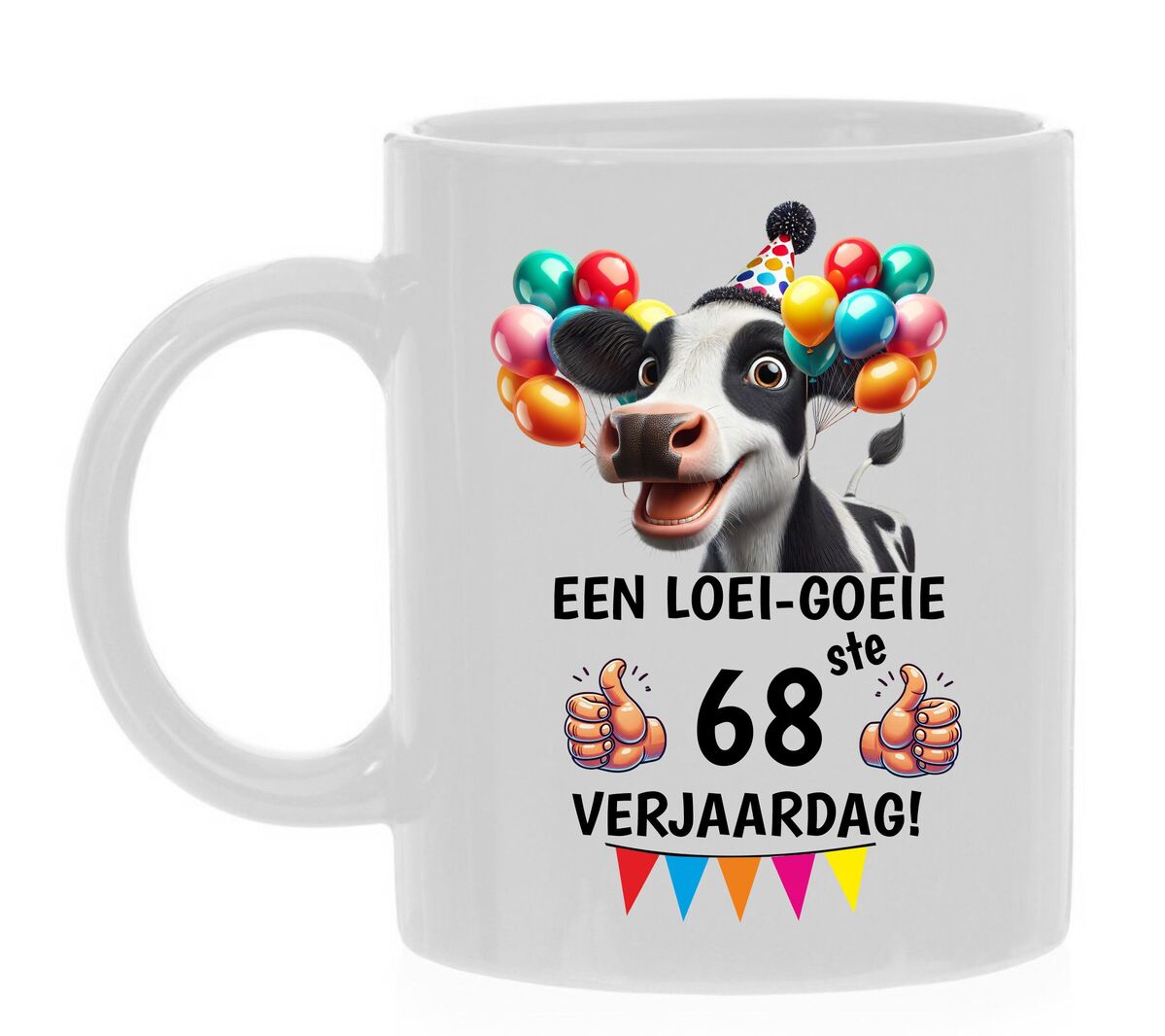 Beker met tekst en print 68 jaar leeftijdsmok verjaardag