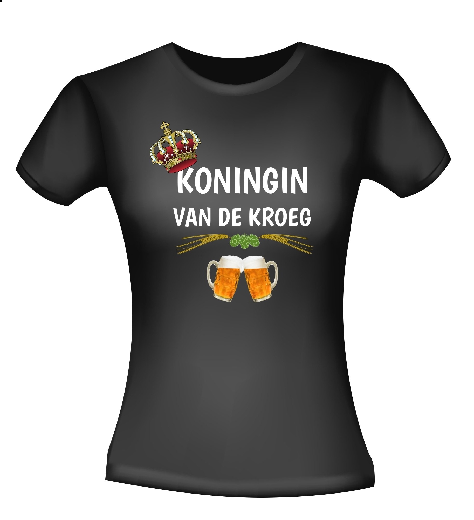 Dames T-shirt Koningin van de kroeg feest T-shirt bier drank cafe