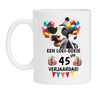 Feestelijke verjaardag mok leeftijd 45 jaar full colour