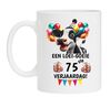 Full colour mok met tekst en print koe 75 jaar leeftijdsmok