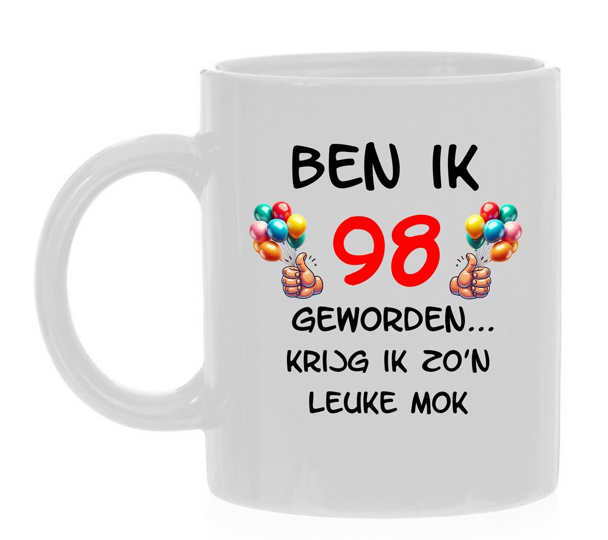 mok verjaardag met leuke bedrukking feestelijk tekst 98 jaar