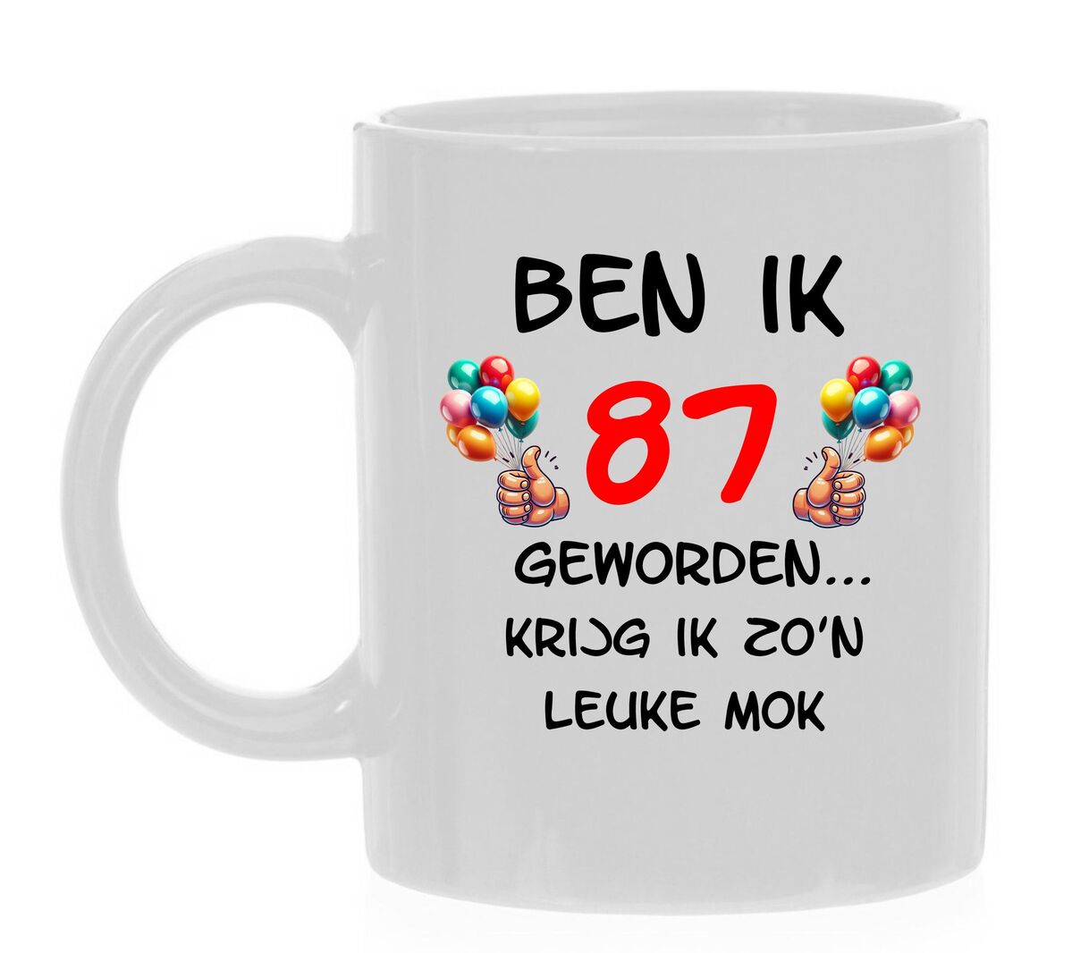 Orginele beker leuk cadeautje verjaardag 87 jaar leeftijd 