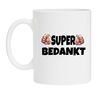foto 1 Witt mok met zwarte koeien letters super bedankt.