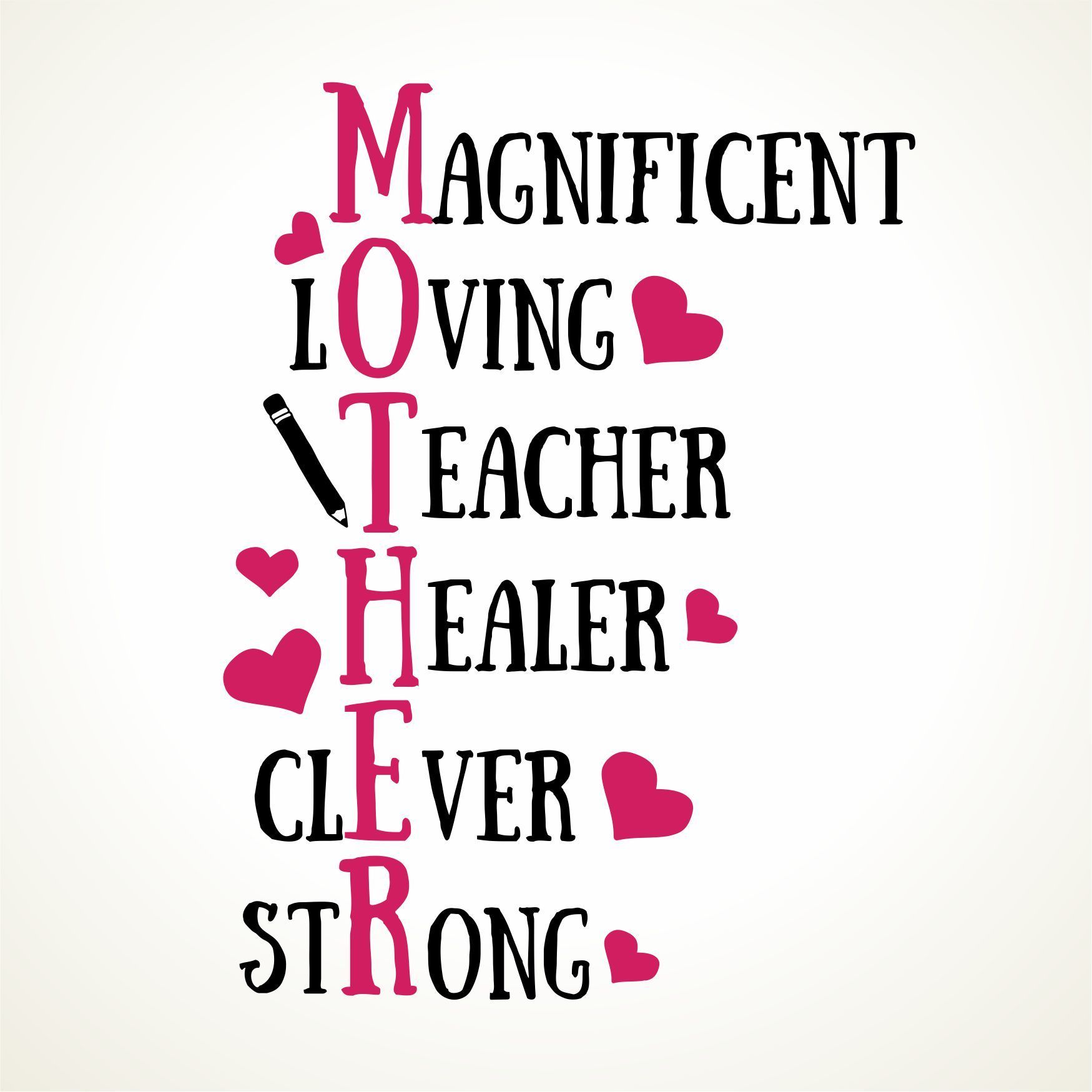 Moederdag tegeltje mother magnificent loving teacher healer clever strong