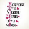 Moederdag tegeltje mother magnificent loving teacher healer clever strong