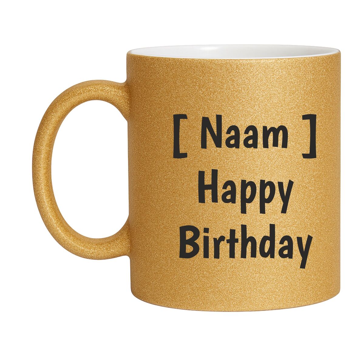 Mok glitter goud happy birthday gepersonaliseerd verjaardag mok bedrukken
