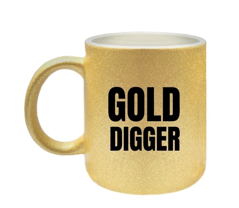 Mok gold digger gouden glitter koffie of thee mok