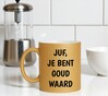 foto 2 Mok juf je bent goud waard glitter gouden koffie of thee mok