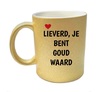 Mok lieverd je bent goud waard gouden glitters leuk Valentijn kadootje