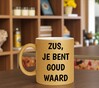 foto 2 Mok zus je bent goud waard glitter gouden koffie mok