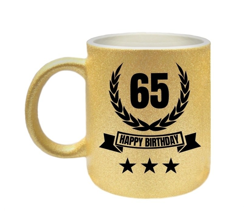 Verjaardagsmok glitter goud happy birthday 65 jaar opvallend cadeau