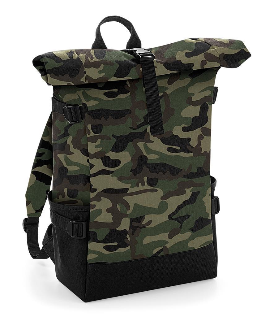  Rugzak zwart RollTop rolsluiting Backpack camouflage groen leger