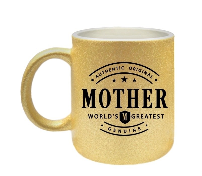 Gouden glitter mok authentic original mother world's greatest genuine