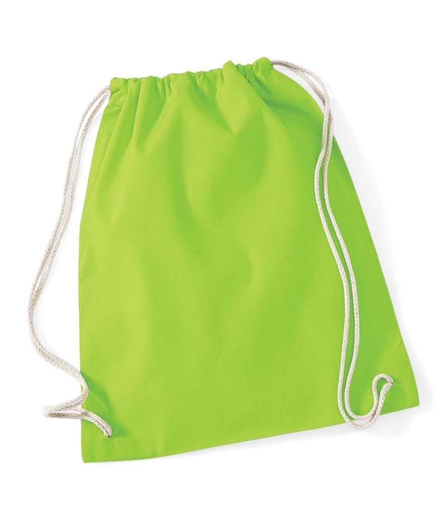 Handige handzame Katoenen gymtas in de kleur lime groen
