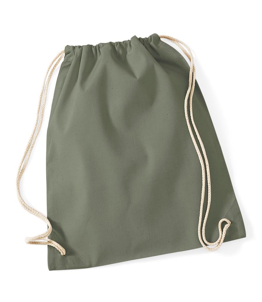Handige handzame Katoenen gymtas in een olijf groene tint
