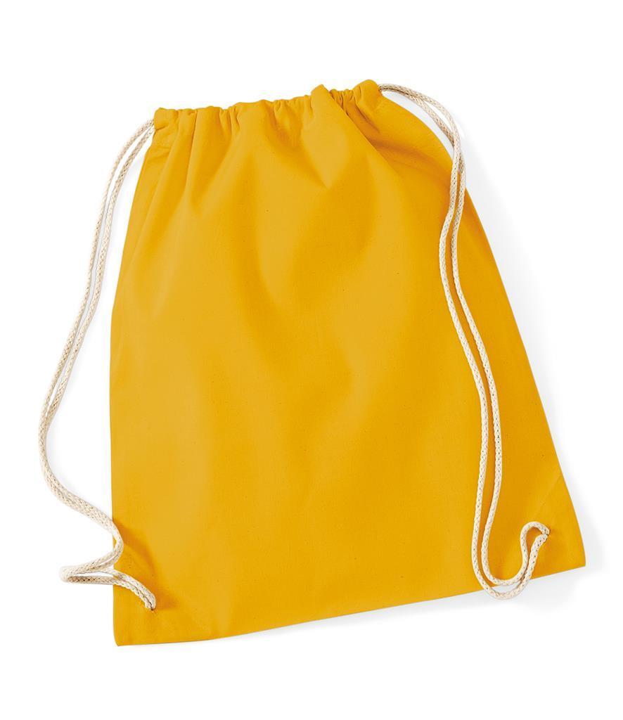 Handige handzame Katoenen gymtas in geel oranje tint