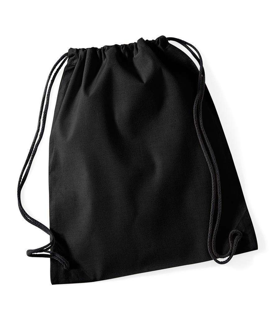 Handige handzame Katoenen gymtas zwart bedrukbaar