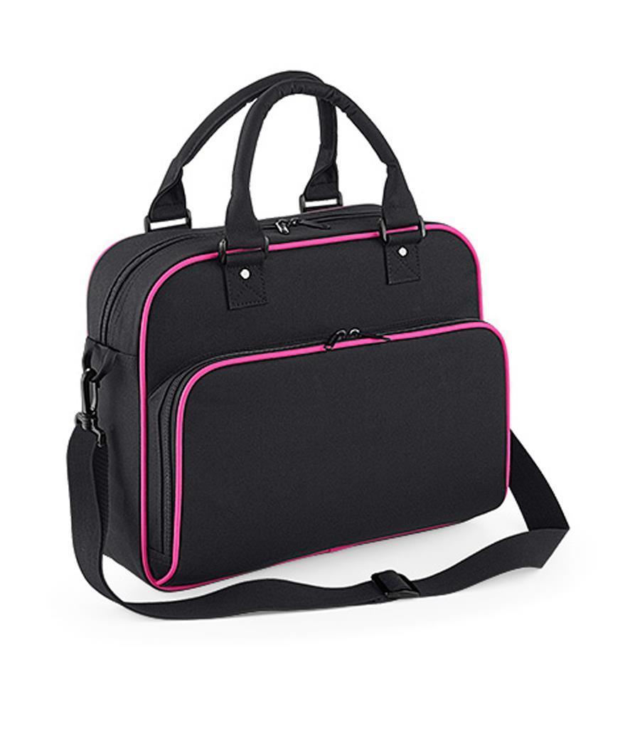 Junior trendy draagtas schoudertas zwart met roze accenten