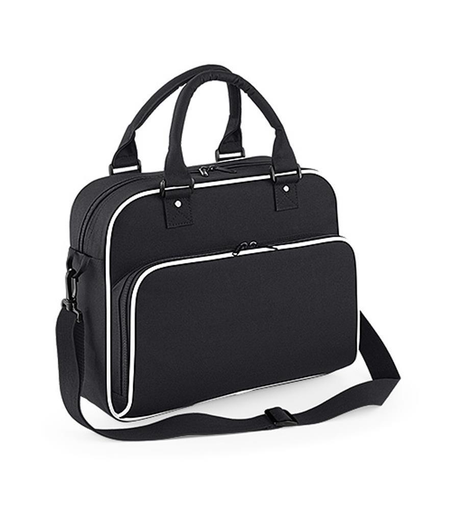 Junior trendy draagtas schoudertas zwart met witte accenten. 