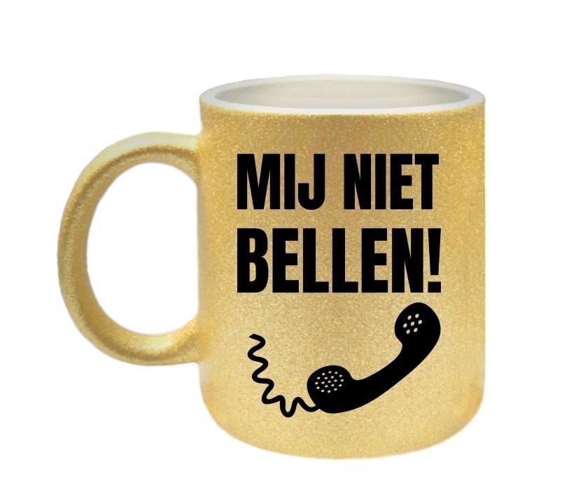 mij niet bellen! gouden glitter mok