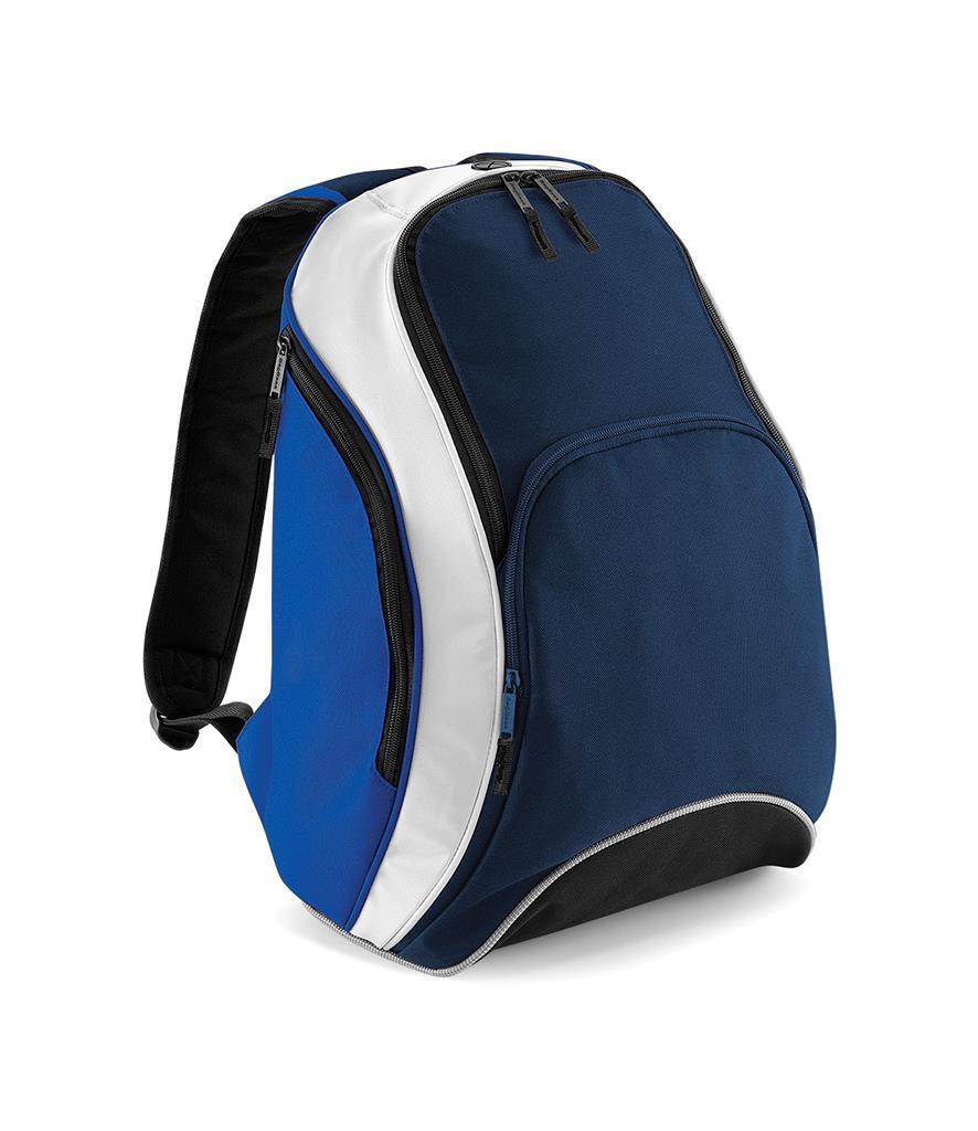 Sportieve Rugzak 21 Liter Bagbase donkerblauw met wit en blauw