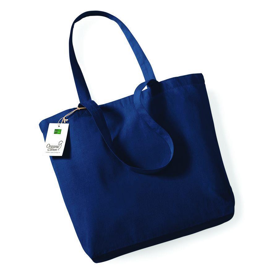 Trendy biologisch boodschappentas duurzaam donkerblauw schoudertas