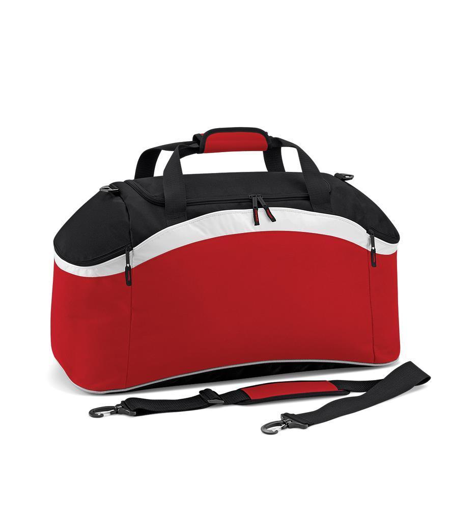 Weekendtas reistas sporttas 54 liter rood met zwarte accenten.