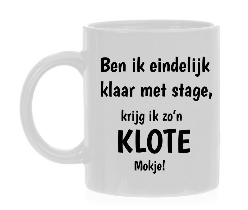 Ben ik eindelijk klaar met stage krijg ik zo'n klote mokje kadootje stage