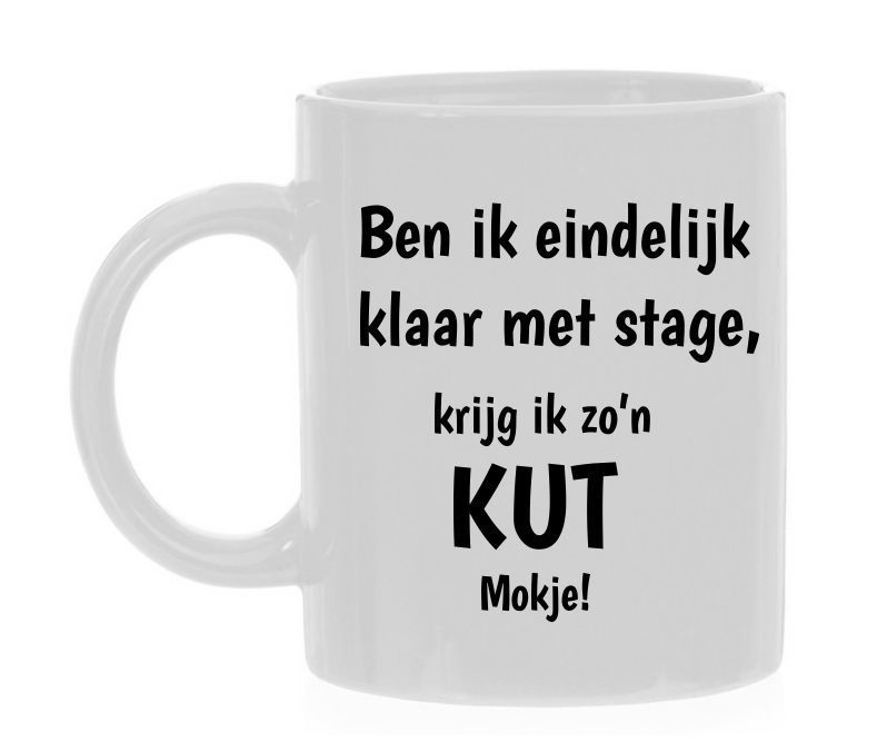 Ben ik eindelijk klaar met stage krijg ik zo'n kut mokje stageloper kado