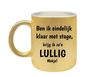 Ben ik eindelijk klaar met stage, krijg ik zo’n lullig gouden glitter mokje