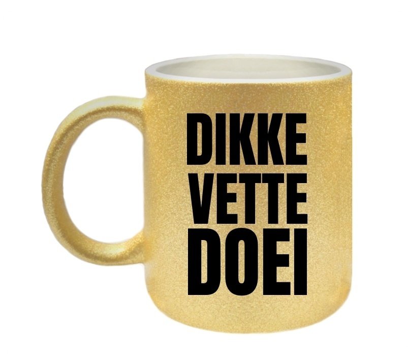 Dikke vette doei gouden glitter mok