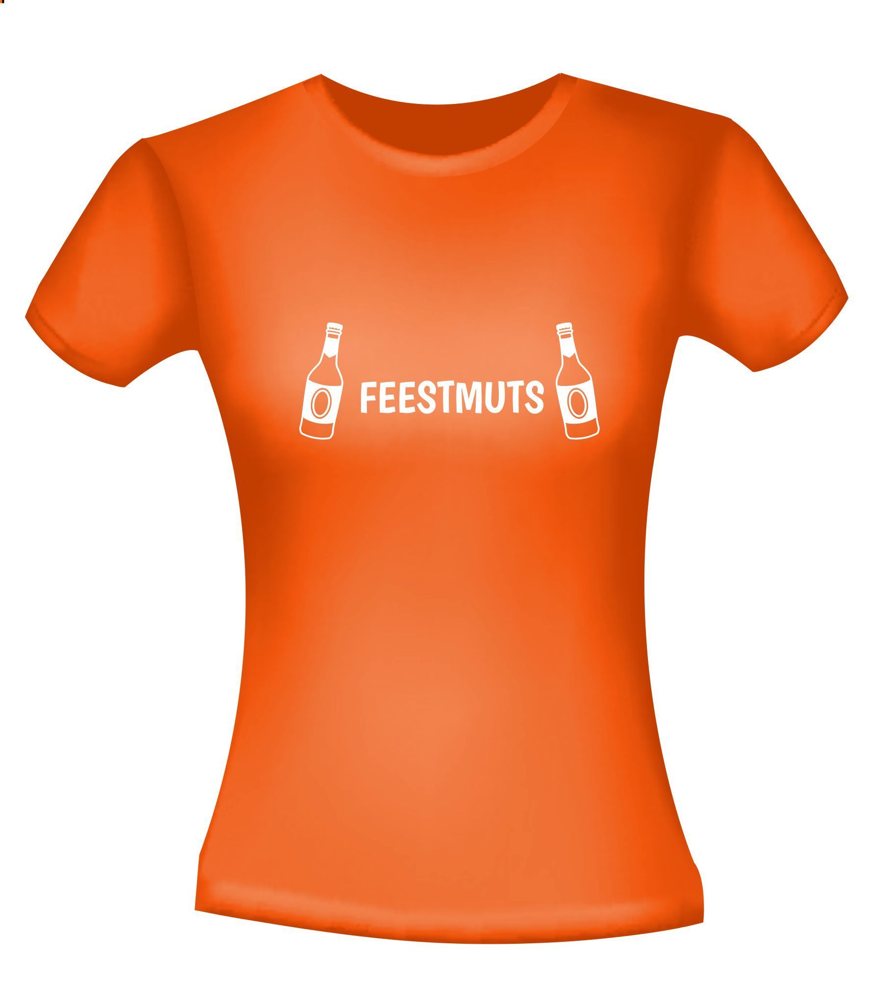 Feestmuts T-shirt oranje dames EK WK voetbal bier feesten festivals party voetbal
