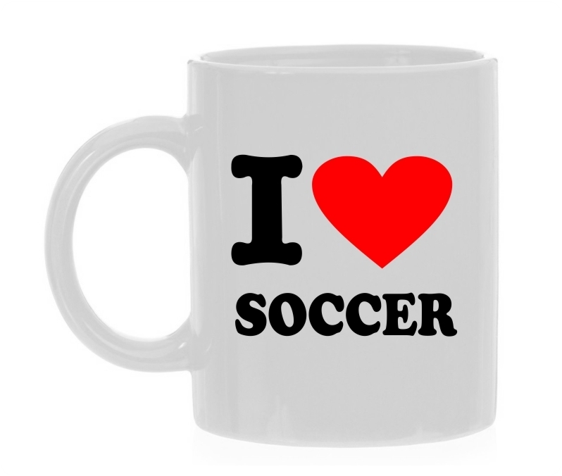 I love soccer witte koffiemok voetbal