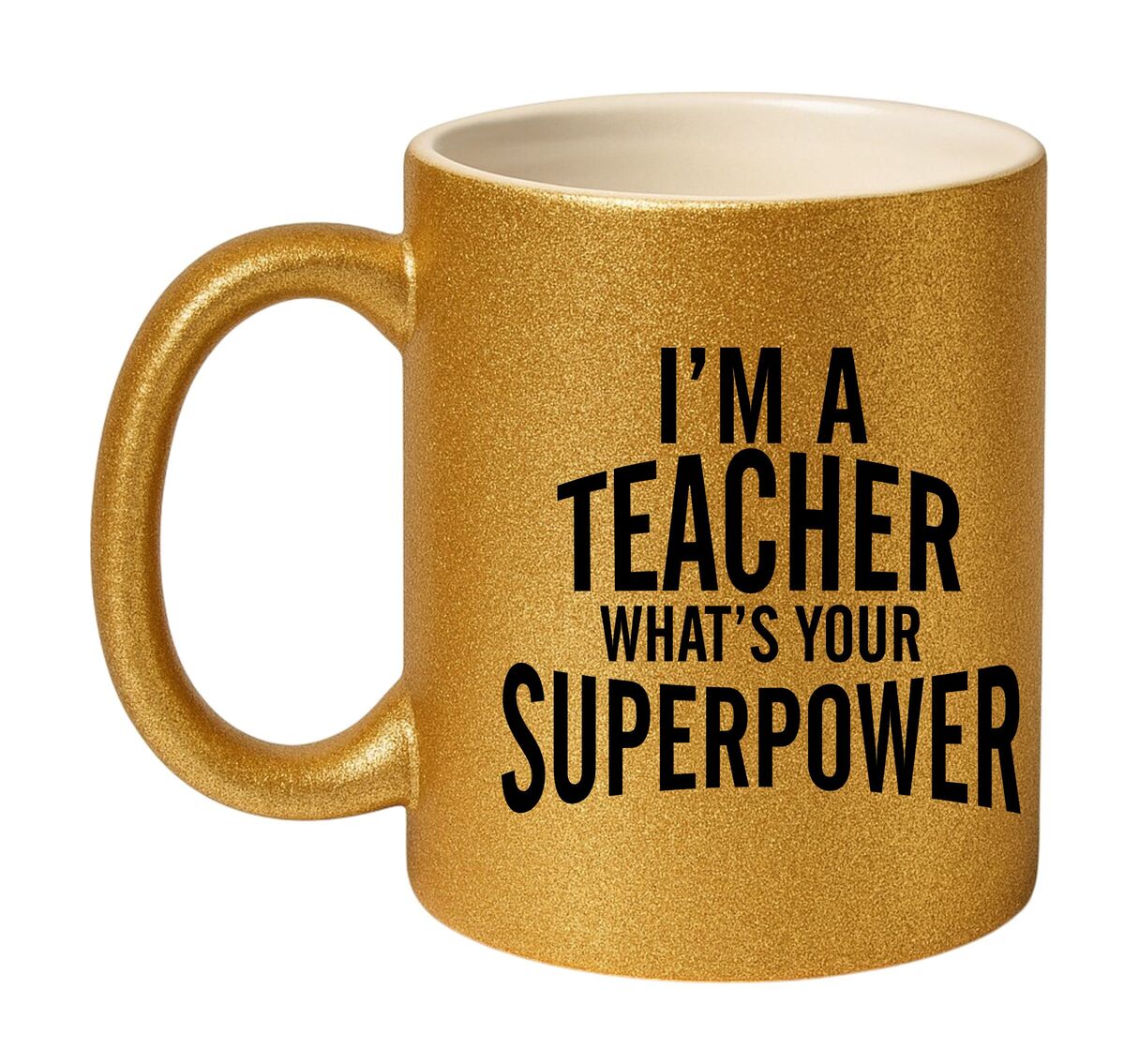 I'm a teacher superpower gouden glitter mok