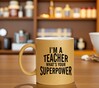 foto 4 I'm a teacher superpower gouden glitter mok