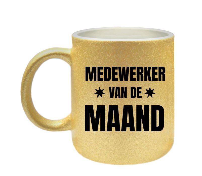 Medewerker van de maand mok gouden glitters