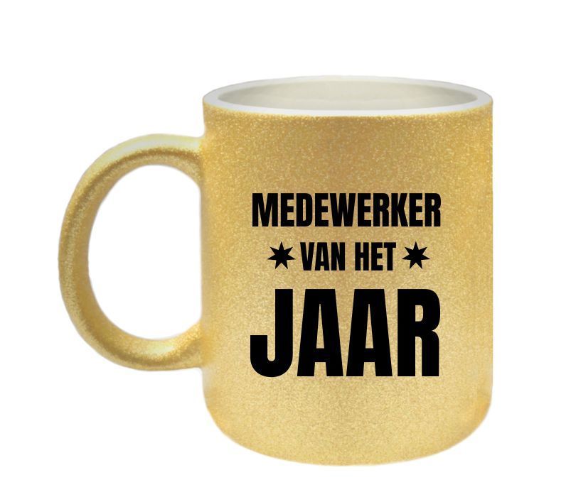 Medewerker van het jaar mok met gouden glitters