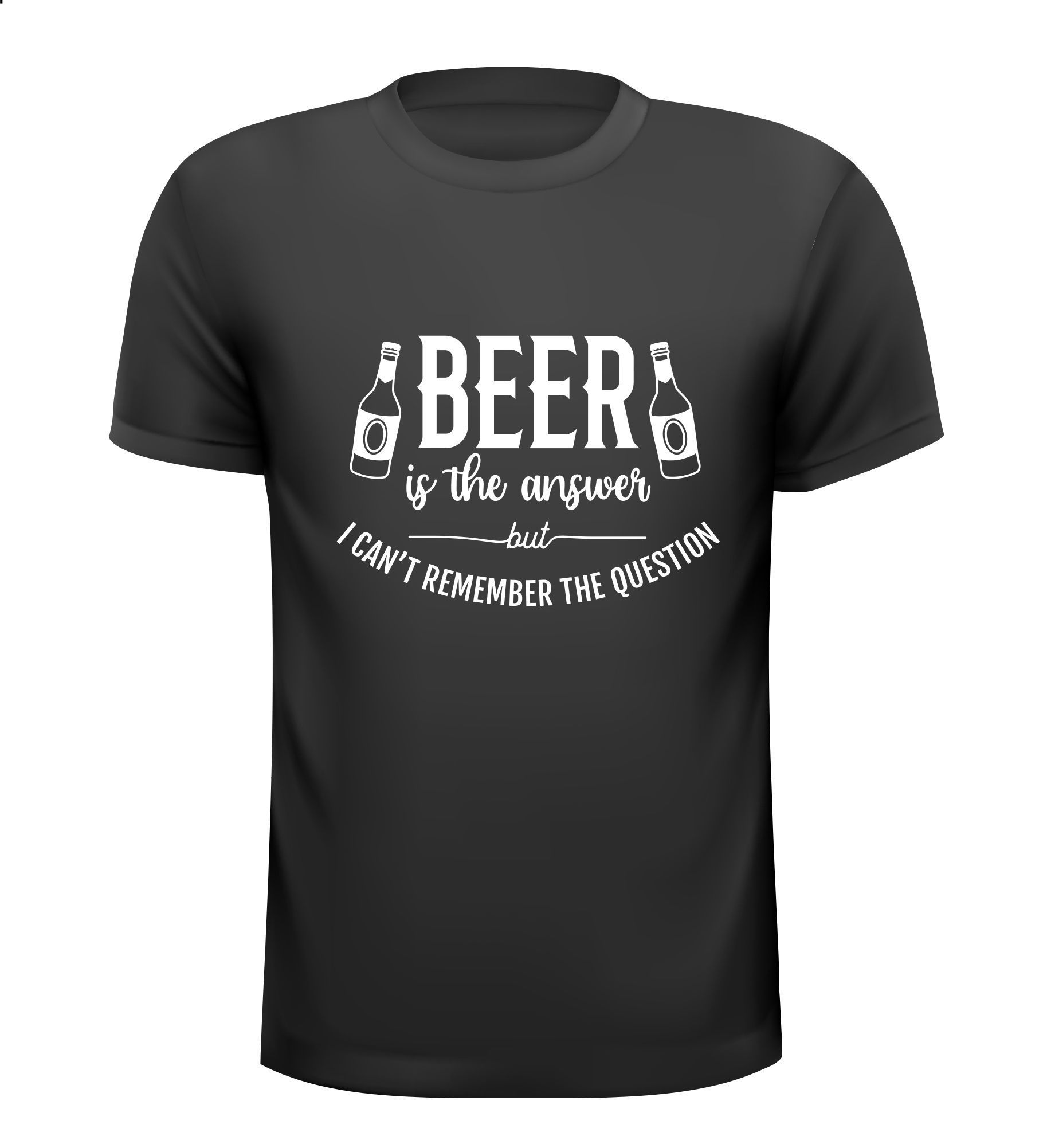 Shirtje beer is the answer but i cant remember the question t-shirt