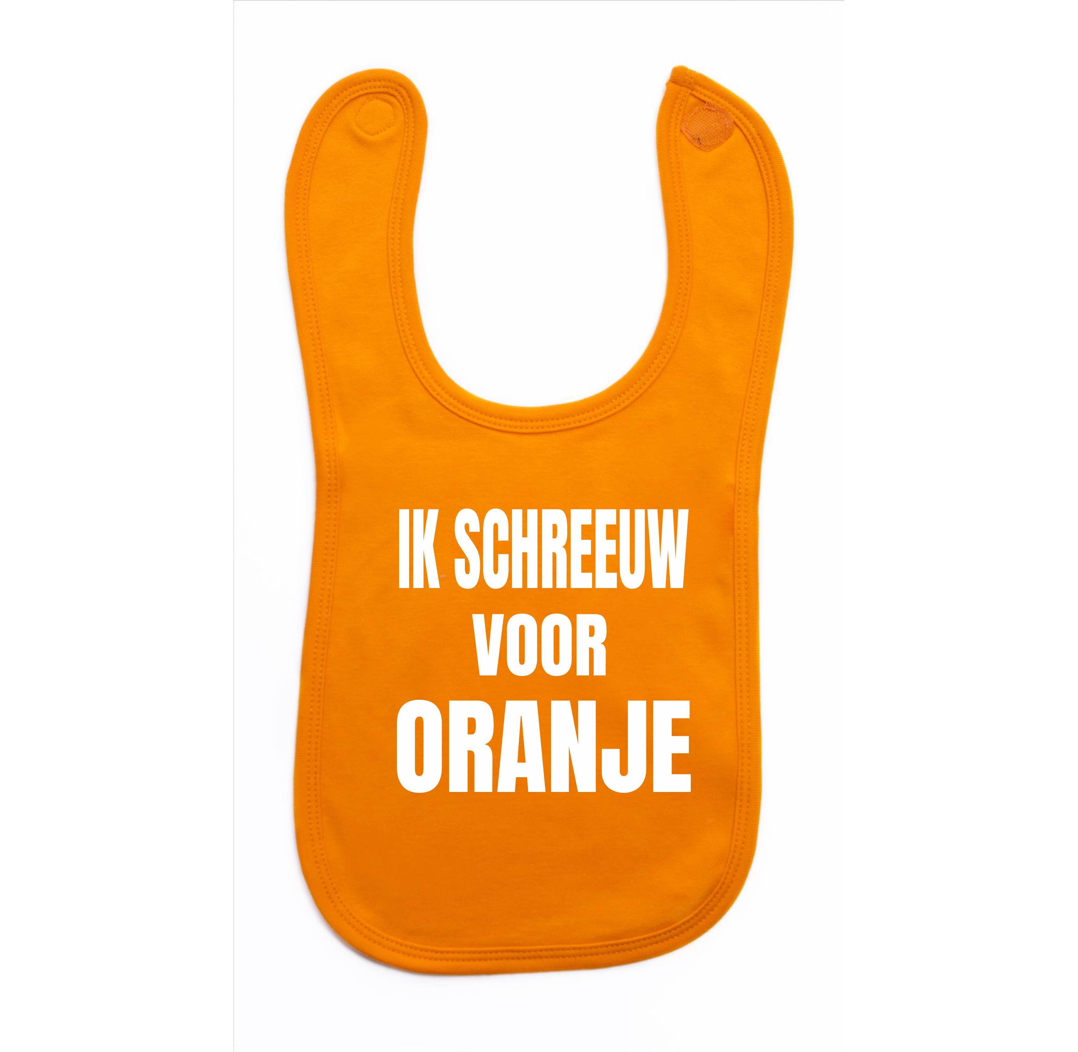 Slabbetje Ik schreeuw voor oranje EK WK voetballen oranje Nederlands elftal