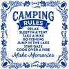 Spreukentegel met regels voor op de camping! Hele fijne regels!