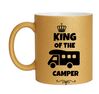 Superfoute camper gouden koffie mok king of the camper