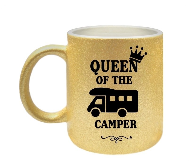 superfoute camper gouden koffie mok queen of the camper