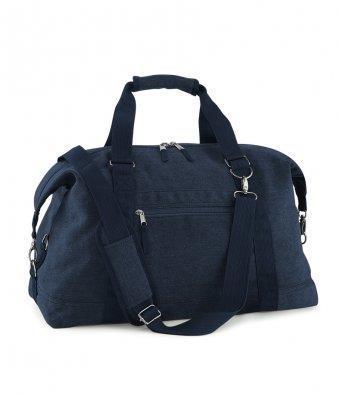 Vintage canvas weekendtas 30 liter blauw