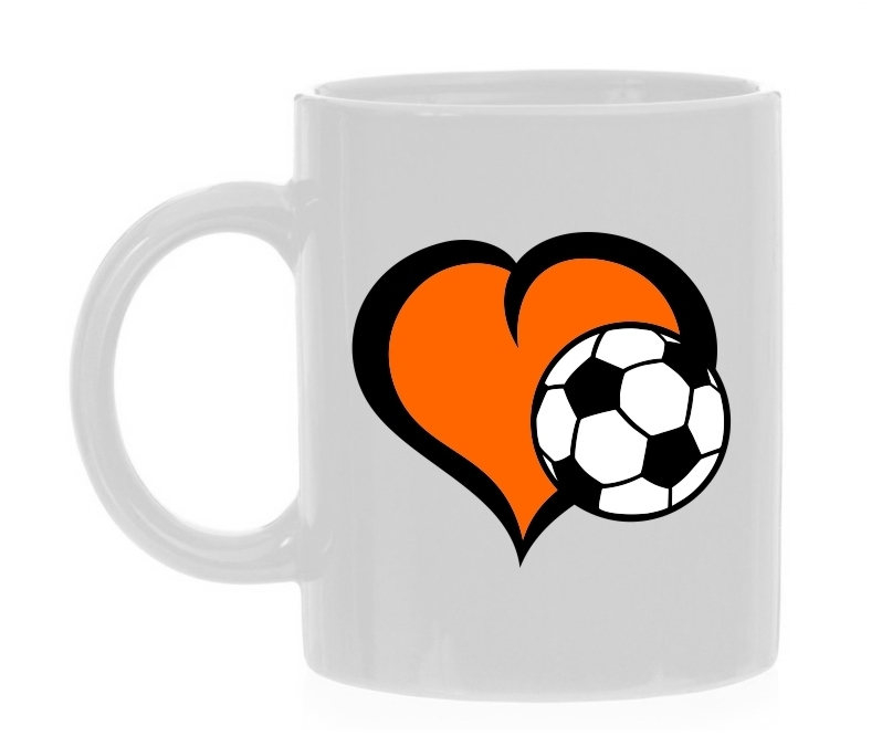 Voetbal hart koffie mok wit EK WK oranje Nederlands elftal oranje fan