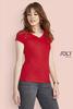 foto 4  Modieus vrouwelijk dames T-shirt rood met een diepe V-neck Diepe V-hals T-shirt 