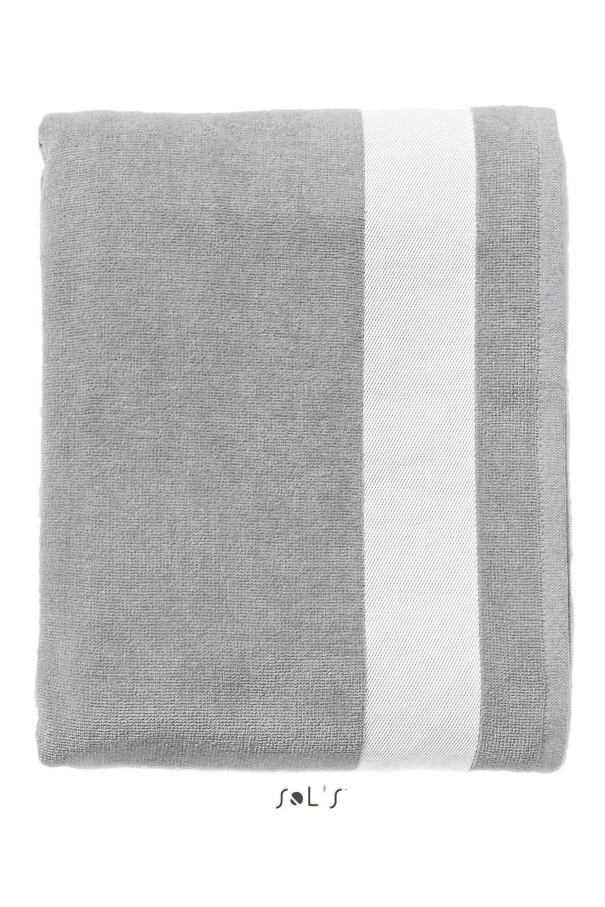 Badhandoek 100 x 160 cm grijs strand strandvakantie strandhanddoek met witte rand stijlvol