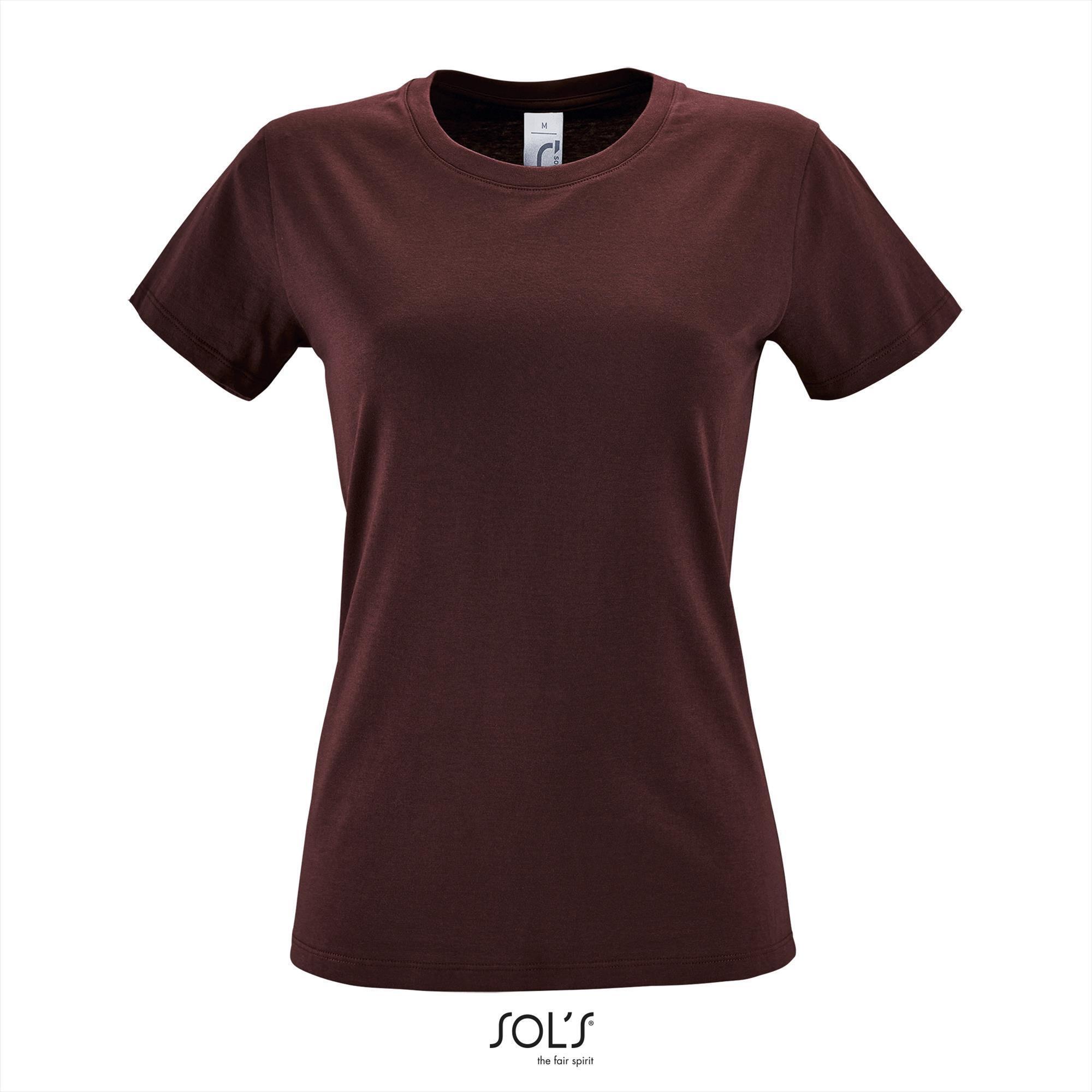 Dames T-shirt met een ronde hals burgundy rood