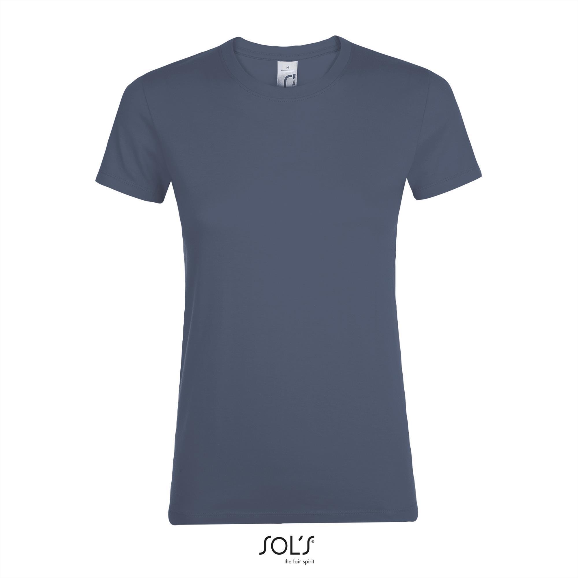 Dames T-shirt met een ronde hals denim